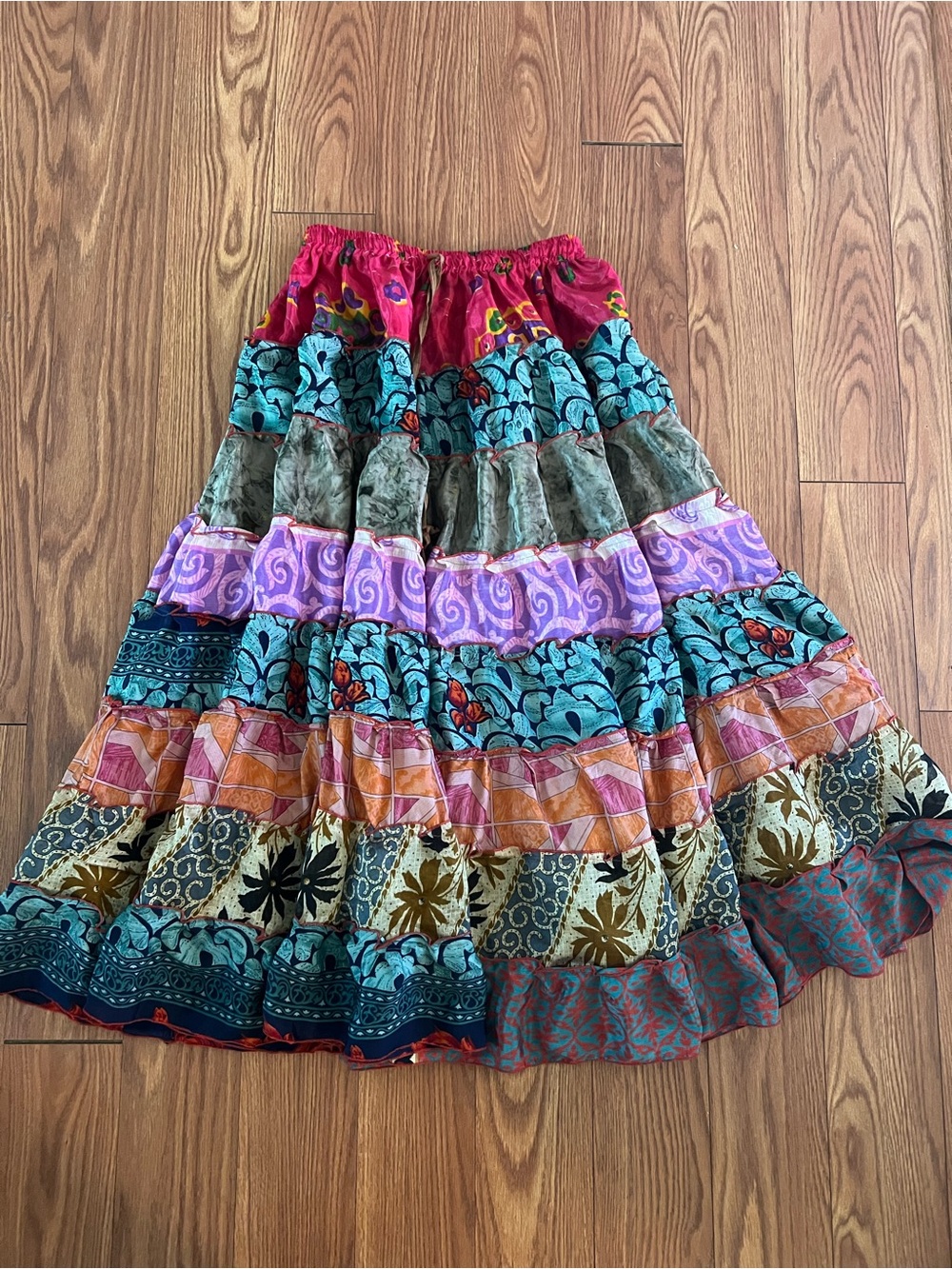 Wevez Bohemian Multicolor Tiered A-Line Maxi Skirt small/medium